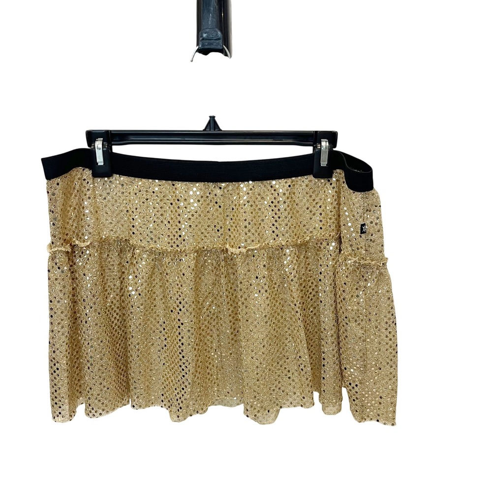 Sparkle Athletic Gold Sequin Running Skirt Ruffle Rave Costume Race - Size XL